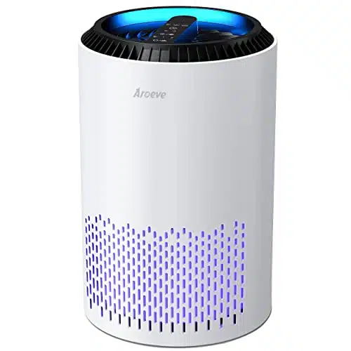 AROEVE Air Purifiers for Home, HEPA Air Purifiers Air Cleaner For Smoke Pollen Dander Hair Smell Portable Air Purifier with Sleep Mode Speed Control For Bedroom Office Living Room, MK White