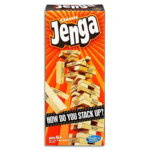 Hasbro Jenga Classic Game with Genuine Hardwood Blocks,Stacking Tower Game for or More Players,Kids Ages and Up