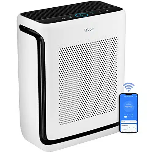 LEVOIT Air Purifiers for Home Large Room Up to FtÂ² in Hr with Washable Filters, Air Quality Monitor, Smart WiFi, HEPA Filter Captures Allergies, Pet Hair, Smoke, Pollen in Bedroom, Vital S