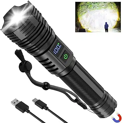 ALSTU Flashlights High Lumens Rechargeable, Lumens Super Bright Powerful Flash Light with odes & Digital Display, Magnetic Led Flashlight with Long Range for Campingï¼Hiking, Outdoor