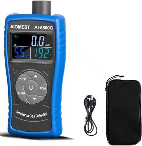 Ammonia Gas Detector,~PPM NHConcentration Tester, Air Quality Humidity Temp Reader with Alarm for Home Decoration,Poultry Farm,Industry (AIOMEST AI G)