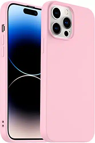 Amytor Designed for iPhone Pro Max Case, Silicone Ultra Slim Shockproof Phone Case with Soft Anti Scratch Microfiber Lining, [Enhanced Camera Protection] inch (Pink)