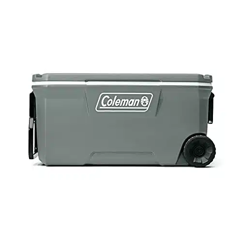 Coleman Series Insulated Portable Cooler with Heavy Duty Wheels, Leak Proof Wheeled Cooler with + Can Capacity, Keeps Ice for up to Days, Great for Beach, Camping, Tailgating, Sports, & More