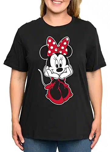 Disney Womens Plus Size T Shirt Minnie Mouse Print (Black, X)