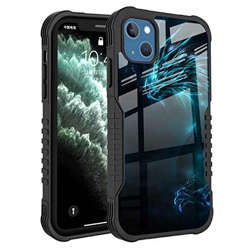 FJyuanqi Compatible with iPhone Case for Men Boys, Cool Blue Dragon Design Heavy Duty Anti Slip Shockproof Hard PC Backplane Soft TPU Prevention Protective Case for iPhone