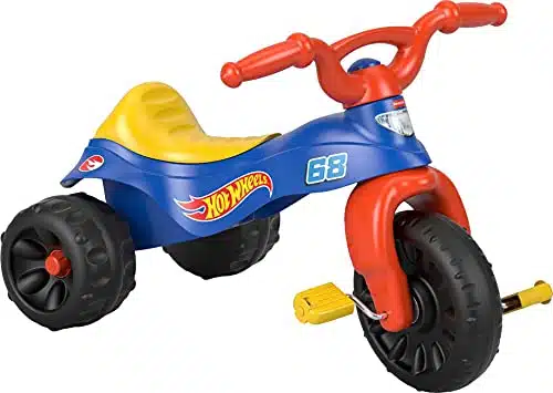 Fisher Price Hot Wheels Toddler Tricycle Tough Trike Bike with Handlebar Grips & Storage for Preschool Kids Ages + Years