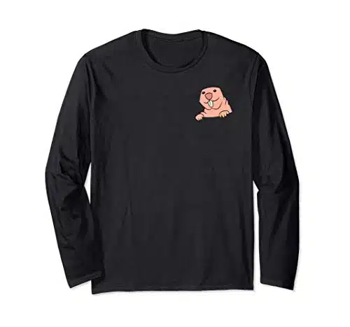 Funny Naked Mole In A Pocket Cute Naked Mole Rat In Pocket Long Sleeve T Shirt