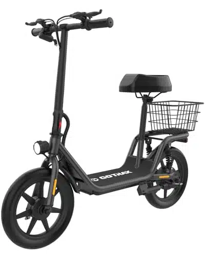 Gotrax FLEX Electric Scooter with Seat for Adult, Max miles Range, mph Power by   Motor, Comfortable Pneumatic Tire and Wider Deck & Height Adujustable Seat with Carry Basket