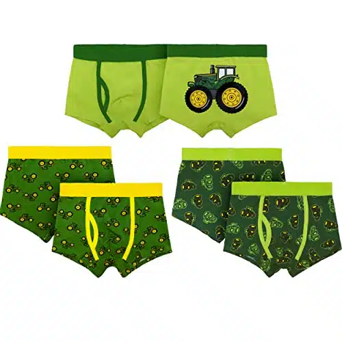 John Deere Baby Boy's Toddler Child Boxer Brief Underwear, Green Lime Green Dark Green, T T