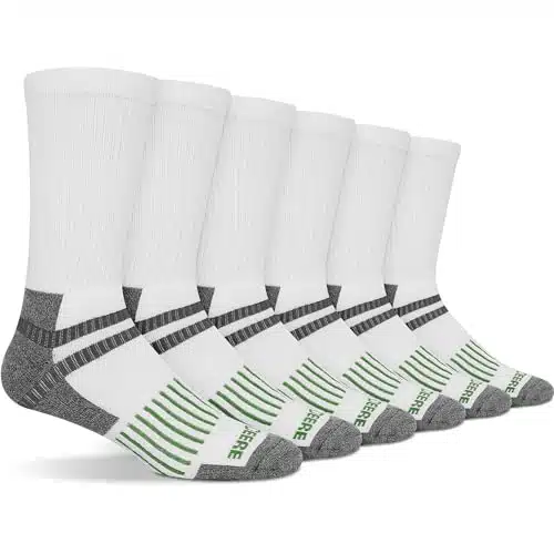 John Deere Socks Menâs Socks Crew Socks for Men hite with Gray Toe