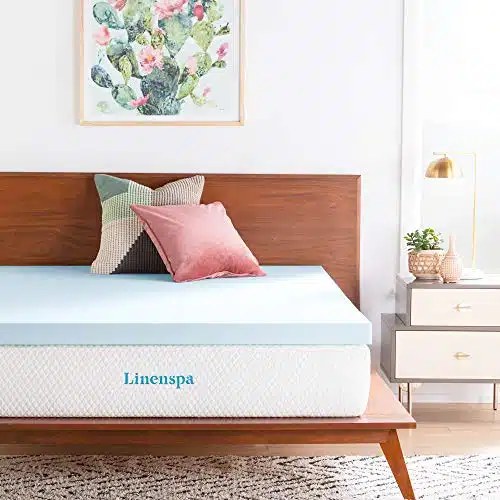 Linenspa Inch Gel Infused Memory Foam Mattress Topper â Cooling Mattress Pad â Ventilated and Breathable â CertiPUR Certified   King