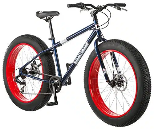 Mongoose Dolomite Mens and Womens Fat Tire Mountain Bike, inch Wheels, Inch Wide Knobby Tires, Speed, Adult Steel Frame, Front and Rear Brakes, Navy Blue