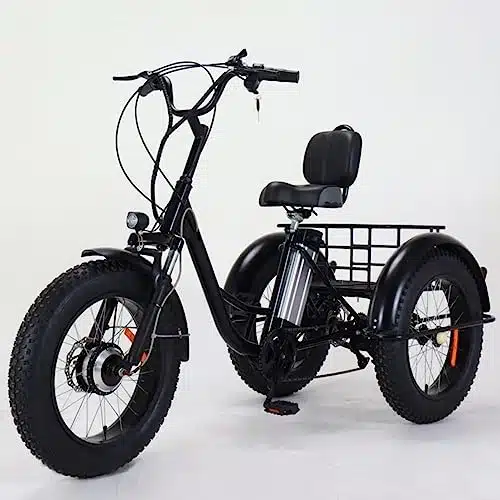 Motor Adult Electric Trike, Fat Tire Mountain E Bike V ah Battery Speed '' Tricycle, Outdoor Cycling Beach Sonw Three Wheel Electric Bicycle Holiday Picnics Exercise Tricycles with Basket