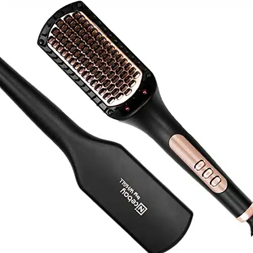 Nicebay Hair Straightener Brush, Negative Ion Hair Straightening Brush for Women, Anti Scald & Auto Off Feature, Fast Heating & Temp Settings Straightening Brush