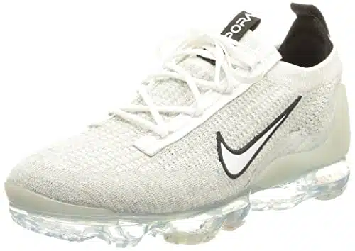 Nike Men's Air Vapormax Flyknit Sneaker, WhiteWhiteBlackMetallic Silver,