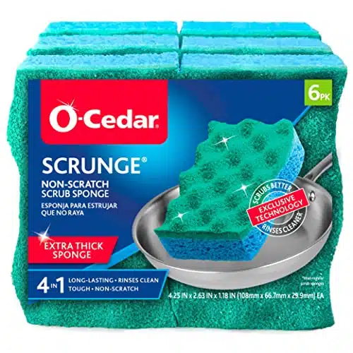 O Cedar Scrunge Multi Use (Pack of ) Non Scratch, Odor Resistant All Purpose Scrubbing Sponge Safely Cleans All Hard Surfaces in Kitchen and Bathroom, Count (Pack of ), Blue