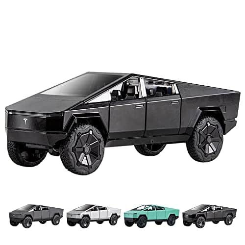 Scale Cybertruck Model Toy Pull Back Pick Up Truck with Sound and Light, Alloy Diecast Truck Toys for Kids Gift or Tesla Vehicles Model Collection Enthusiasts (Black)