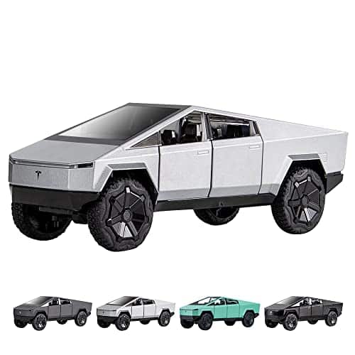 Scale Cybertruck Model Toy Pull Back Pick Up Truck with Sound and Light, Alloy Diecast Truck Toys for Kids Gift or Tesla Vehicles Model Collection Enthusiasts (Silver)