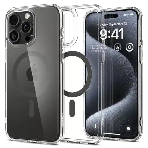 Spigen Magnetic Ultra Hybrid MagFit Designed for iPhone Pro Case, [Anti Yellowing] [Military Grade Protection] Compatible with MagSafe ()   Graphite