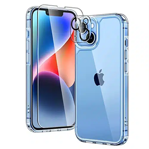 TAURI in Designed for iPhone Case Clear, [Not Yellowing] with X Screen Protectors + X Camera Lens Protectors, [Military Grade Drop Protection] Shockproof Slim Cover Inch