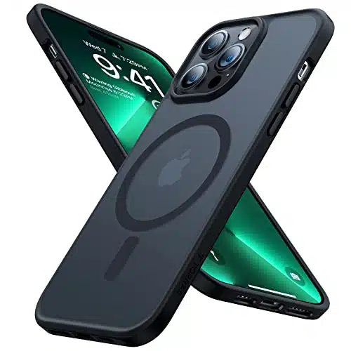 TORRAS Magnetic Guardian Designed for iPhone ProMax Case [Military Grade Drop Tested] [Compatible with MagSafe] Slim Translucent Matte Case for iPhone Pro Max Case Phone Case , Mystic Black