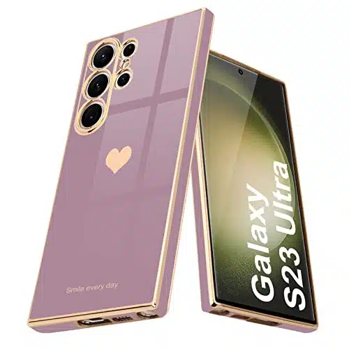 Teageo for Samsung Galaxy SUltra Case for Women Girl Cute Love Heart Luxury Soft Back Cover Raised Full Camera Protection Bumper Silicone Shockproof Phone Case for Galaxy SUltra G, Lavender