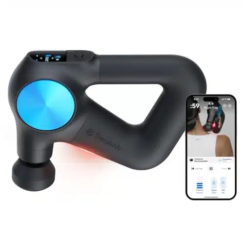 TheraGun Pro Plus in Deep Tissue Percussion Massage Gun   Handheld Personal Massager for Full Body Pain Relief & Muscle Tension with Biometric Breathwork, Vibration & Heated Attachments