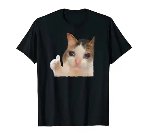 Thumbs Up Crying Cat Meme Cat Crying Thumps Up Memes Sad Cat T Shirt