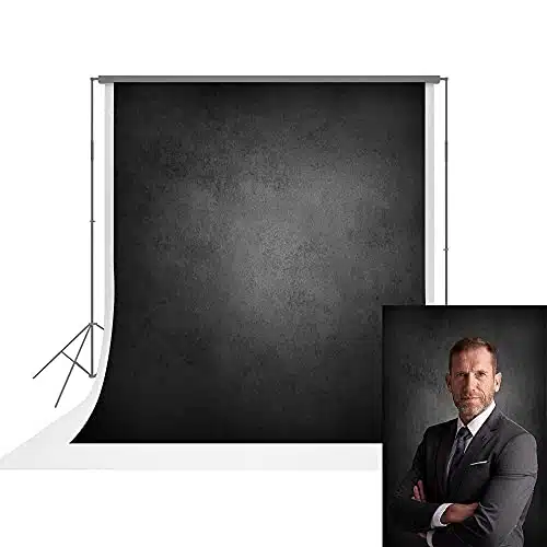 UrcTepics xft Pro Microfiber Abstract Black Background for Photography Headshot Backdrop Portraits Photography Backdrops Black Gray Photo Backdrops for Photography Black Photo Backdrop Cloth