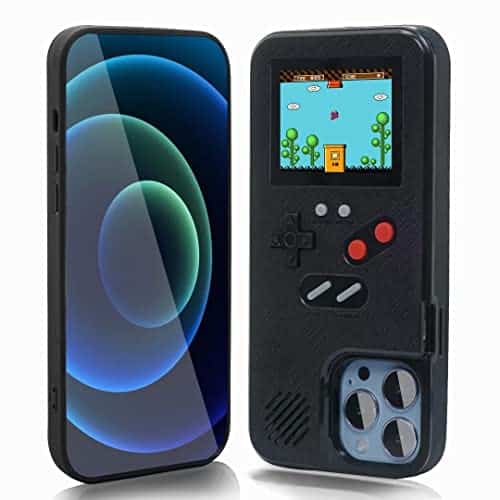 WeLohas Gameboy Case for iPhone XR   Retro Games, Color Video Display, Anti Scratch Shockproof, Heavy Duty Protection, Black