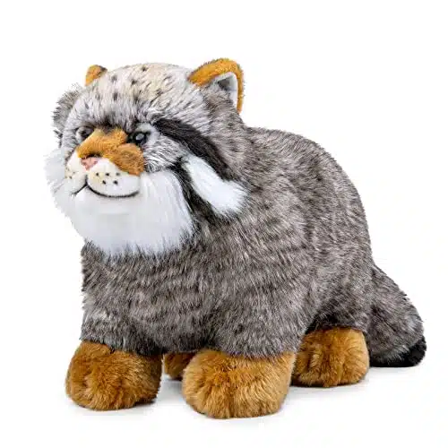 ZHONGXIN MADE Pallas Cat Plush Toy   Simulation Soft Realistic Gray Pallas's Cat Stuffed Animals Cute Toys Real Plushie Toy, Unique Plush Gift Collection for Kids