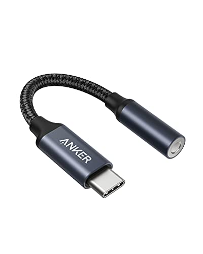 Anker USB C to mm Audio Adapter, Male to Female Nylon Cable for Samsung SS+SUltra, Pixel + XL, and More Type C Devices