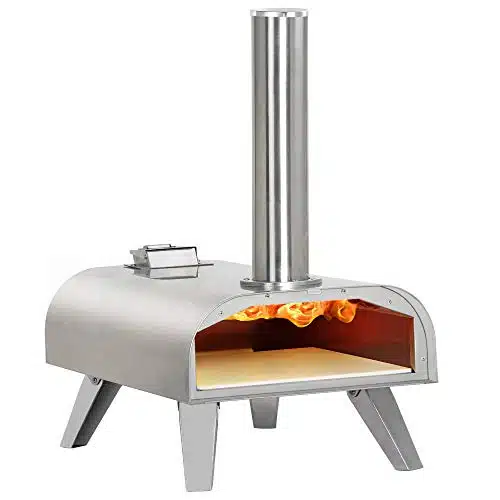 BIG HORN OUTDOORS Pizza Ovens Wood Pellet Pizza Oven Wood Fired Pizza Maker Portable Stainless Steel Pizza Grill