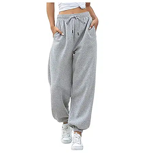 Black of Friday Deals Cyber of Monday Deals omen's Active High Waisted Sweatpants Athletic Baggy Lounge Yk Jogger Sweatpants Lightweight Yoga Pants with Pockets