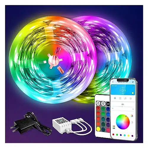 DAYBETTER Led Strip Lights ft Color Changing Lights Strip for Bedroom, Desk, Home Decoration, with Remote and V Power Supply