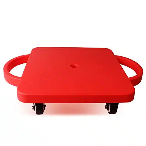 GSE Floor Scooter Board with Handles, Sitting Scooter for Kids Indoor Play Equipment, Fun Scoot Board with Non Marring Plastic Casters for Children(Red)