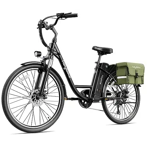 Heybike Cityscape Electric Bike (Peak ) Electric City Cruiser Bicycle Up to iles Removable Battery, Speed and Dual Shock Absorber, Electric Commuter Bike for Adults