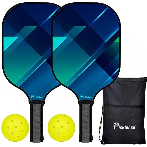 Pickleball Paddles Set of PickleAce USAPA Approved Premium Fiberglass Lightweight Surface with Polypropylene Core Pickleball Rackets and Outdoor Balls and Bag Set Gift for Men Starter Beginner