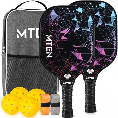 Pickleball Paddles Set of , USAPA Approved Fiberglass Surface Pickleball Set with Pickleball Rackets,Pickleball Balls,Portable Carry Bag,Pickle Ball Paddle Set âfor Men Women