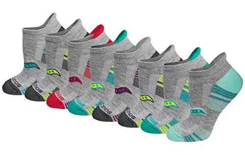 Saucony Women's Performance Heel Tab Athletic Socks (& , Grey Assorted (Pairs), Shoe