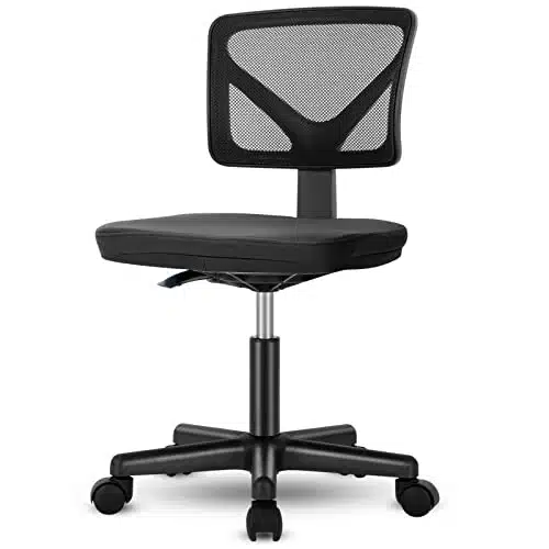 Sweetcrispy Office Computer Desk Chair, Ergonomic Low Back Mesh Rolling Work Swivel Chairs with Wheels, Armless Comfortable Seat Lumbar Support for Home,Bedroom,Study,Student,Adults, Black