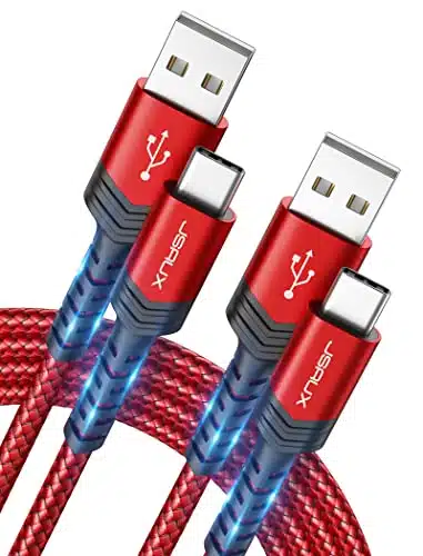 USB C to USB A Cable A Fast Charging [Pack ft], JSAUX USB Type C Charger Cord Compatible with Samsung Galaxy SSSSAA, Note , LG GG, iPhone Pro Max  Red