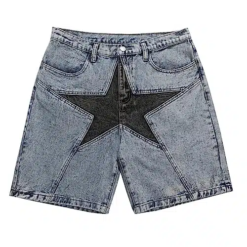 Aelfric Eden Unisex Star Patchwork Jorts Women Denim Shorts Men yk Casual Baggy Streetwear Jeans Shorts