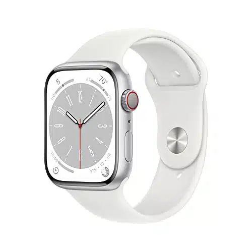 Apple Watch Series [GPS + Cellular mm] Smart Watch wSilver Aluminum Case with White Sport Band   SM. Fitness Tracker, Blood Oxygen & ECG Apps, Always On Retina Display, Water Resistant