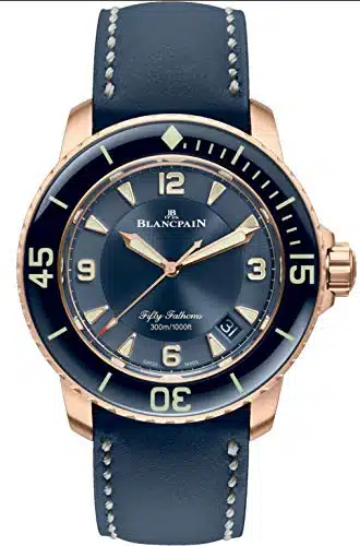 Blancpain Rose Gold Fifty Fathoms Automatic Mens Blue Watch