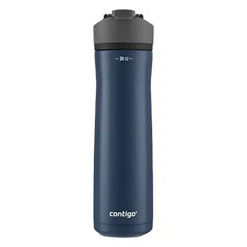 Contigo Cortland Chill Stainless Steel Vacuum Insulated Water Bottle with Spill Proof Lid, Keeps Drinks Hot or Cold for Hours with Interchangeable Lid, oz, Blueberry