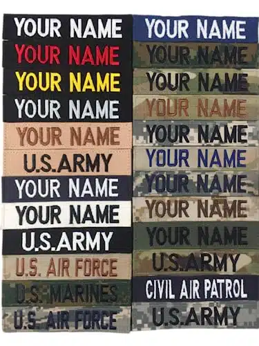 Custom Uniform Military Embroidered Name Tape with Hook Fastener or Sew On, Military Name Patches (Black, with Fastener)