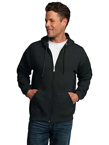 Fruit of the Loom Men's Eversoft Fleece Sweatshirts & Hoodies, Full Zip Black Heather, XX Large