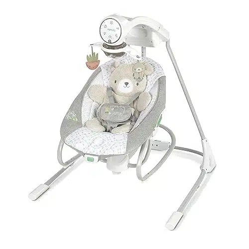 Ingenuity InLighten Soothing Swing & Rocker   Vibrating Swivel Infant Seat, Soothing Sounds, Lights   Nate