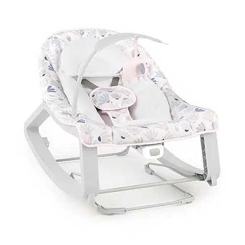 Ingenuity Keep Cozy in Grow with Me Vibrating Baby Bouncer Seat & Infant to Toddler Rocker, Vibrations &  Toy Bar, onths Up to lbs (Pink Burst)